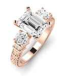 Angelonia Moissanite Matching Band Only (does Not Include Engagement Ring) For Ring With Emerald Center rosegold