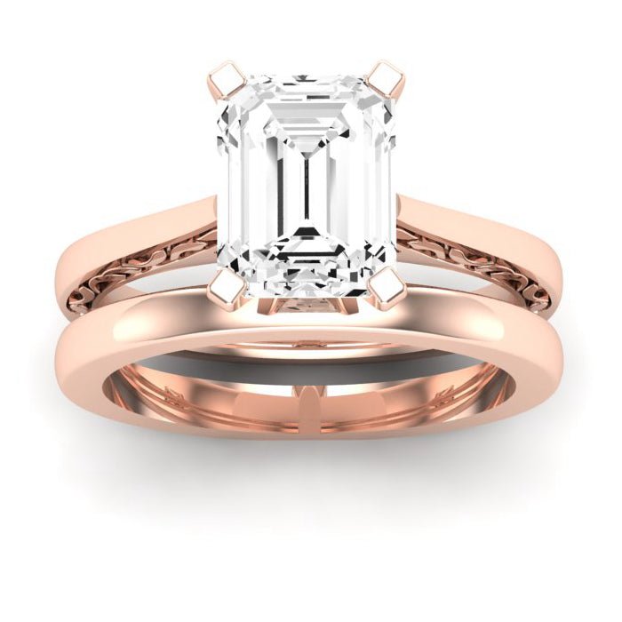 Astilbe Moissanite Matching Band Only (does Not Include Engagement Ring)  For Ring With Emerald Center rosegold