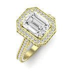 Buttercup Moissanite Matching Band Only (does Not Include Engagement Ring)  For Ring With Emerald Center yellowgold