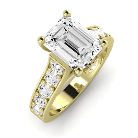 Calluna Moissanite Matching Band Only (does Not Include Engagement Ring) For Ring With Emerald Center yellowgold