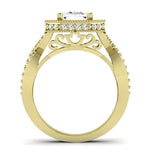 Clover Moissanite Matching Band Only ( Engagement Ring Not Included) For Ring With Emerald Center yellowgold