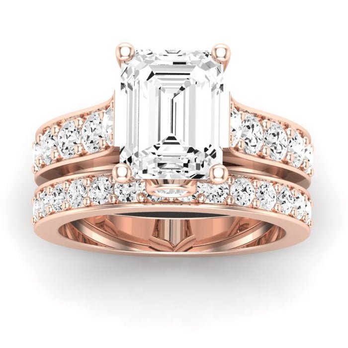 Calluna Moissanite Matching Band Only (does Not Include Engagement Ring) For Ring With Emerald Center rosegold