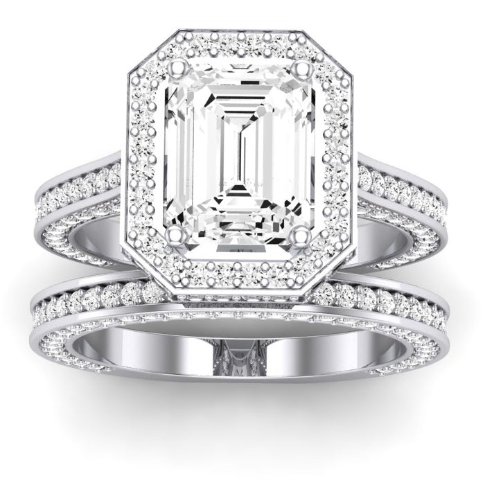 Buttercup Moissanite Matching Band Only (does Not Include Engagement Ring)  For Ring With Emerald Center whitegold