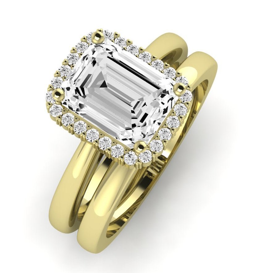 Calla Lily Moissanite Matching Band Only (does Not Include Engagement Ring) For Ring With Emerald Center yellowgold