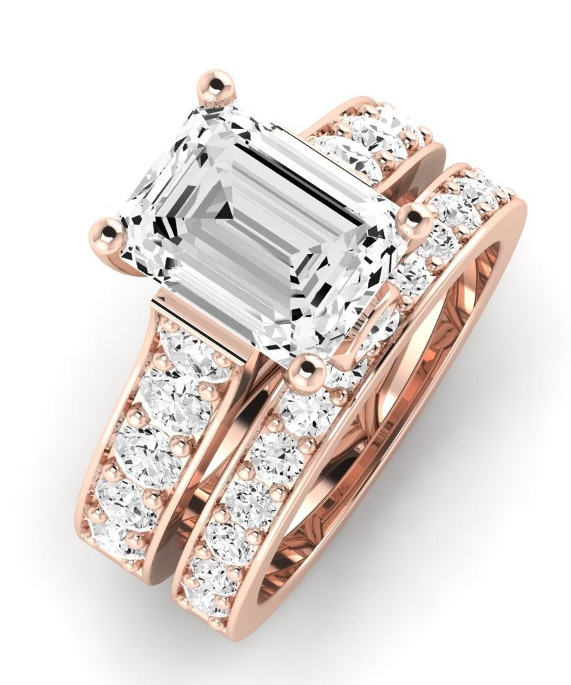 Calluna Moissanite Matching Band Only (does Not Include Engagement Ring) For Ring With Emerald Center rosegold