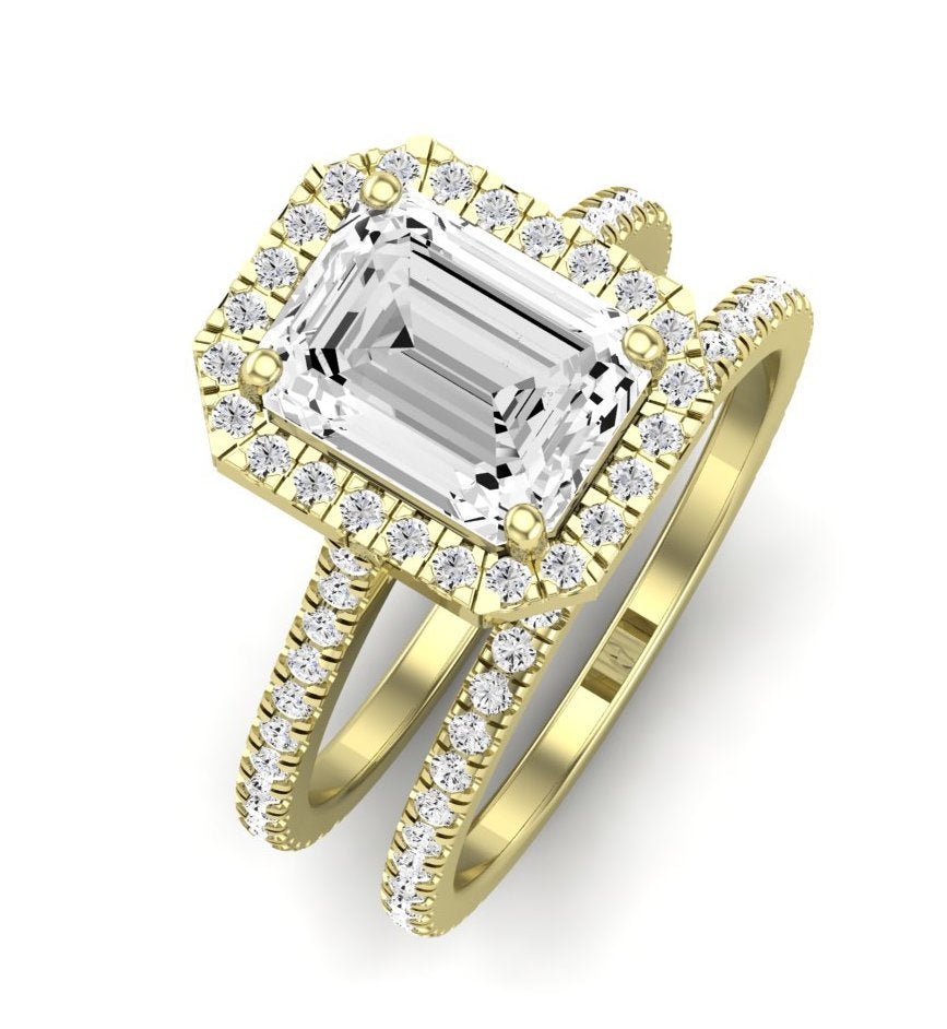 Columbine Moissanite Matching Band Only (does Not Include Engagement Ring)  For Ring With Emerald Center yellowgold