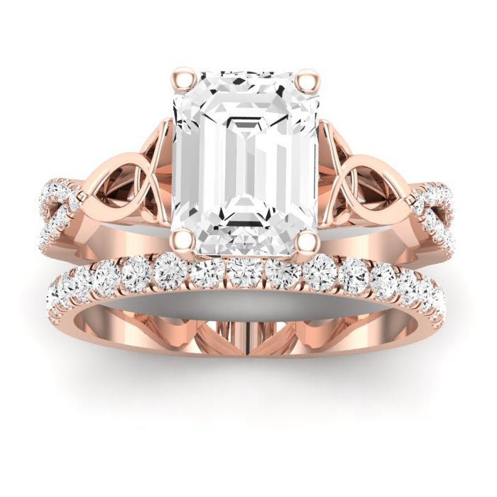 Pavonia Moissanite Matching Band Only (does Not Include Engagement Ring)  For Ring With Emerald Center rosegold