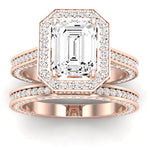 Buttercup Moissanite Matching Band Only (does Not Include Engagement Ring)  For Ring With Emerald Center rosegold