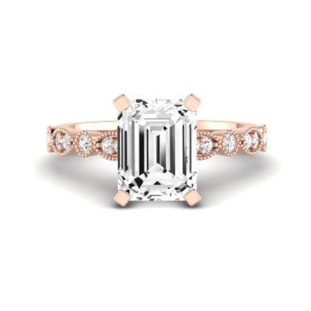 Marigold Moissanite Matching Band Only (does Not Include Engagement Ring) For Ring With Emerald Center rosegold