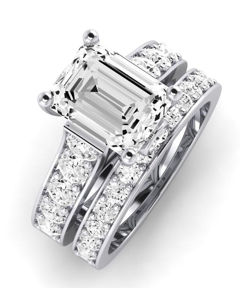 Calluna Moissanite Matching Band Only (does Not Include Engagement Ring) For Ring With Emerald Center whitegold