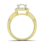 Moonflower Moissanite Matching Band Only ( Engagement Ring Not Included) For Ring With Emerald Center yellowgold