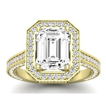 Buttercup Moissanite Matching Band Only (does Not Include Engagement Ring)  For Ring With Emerald Center yellowgold