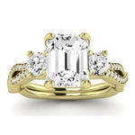 Bottlebrush Moissanite Matching Band Only (does Not Include Engagement Ring) For Ring With Emerald Center yellowgold