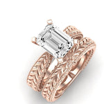 Azalea Moissanite Matching Band Only (does Not Include Engagement Ring) For Ring With Emerald Center rosegold