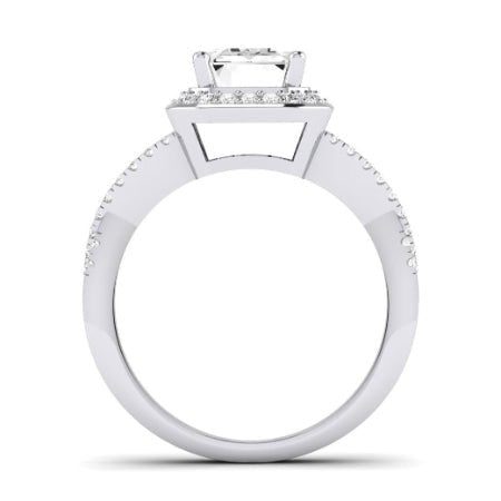 Moonflower Moissanite Matching Band Only ( Engagement Ring Not Included) For Ring With Emerald Center whitegold