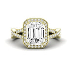 Moonflower Moissanite Matching Band Only ( Engagement Ring Not Included) For Ring With Emerald Center yellowgold