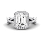 Moonflower Moissanite Matching Band Only ( Engagement Ring Not Included) For Ring With Emerald Center whitegold