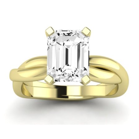 Baneberry Moissanite Matching Band Only (does Not Include Engagement Ring)  For Ring With Emerald Center yellowgold