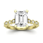 Marigold Moissanite Matching Band Only (does Not Include Engagement Ring) For Ring With Emerald Center yellowgold