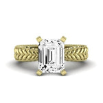 Azalea Moissanite Matching Band Only (does Not Include Engagement Ring) For Ring With Emerald Center yellowgold