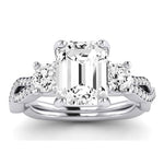 Bottlebrush Moissanite Matching Band Only (does Not Include Engagement Ring) For Ring With Emerald Center whitegold