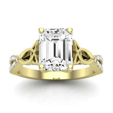 Pavonia Moissanite Matching Band Only (does Not Include Engagement Ring)  For Ring With Emerald Center yellowgold