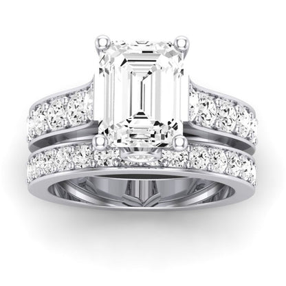 Calluna Moissanite Matching Band Only (does Not Include Engagement Ring) For Ring With Emerald Center whitegold