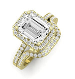 Bergenia Moissanite Matching Band Only (does Not Include Engagement Ring ) For Ring With Emerald Center yellowgold