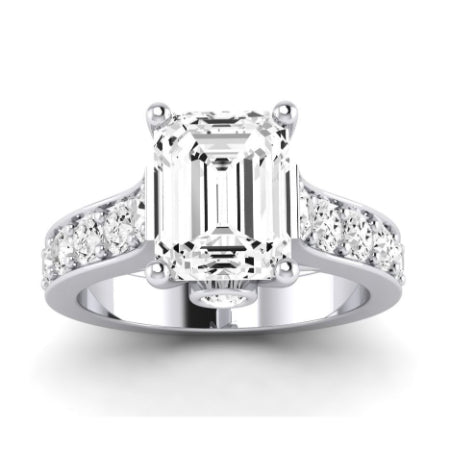 Calluna Moissanite Matching Band Only (does Not Include Engagement Ring) For Ring With Emerald Center whitegold