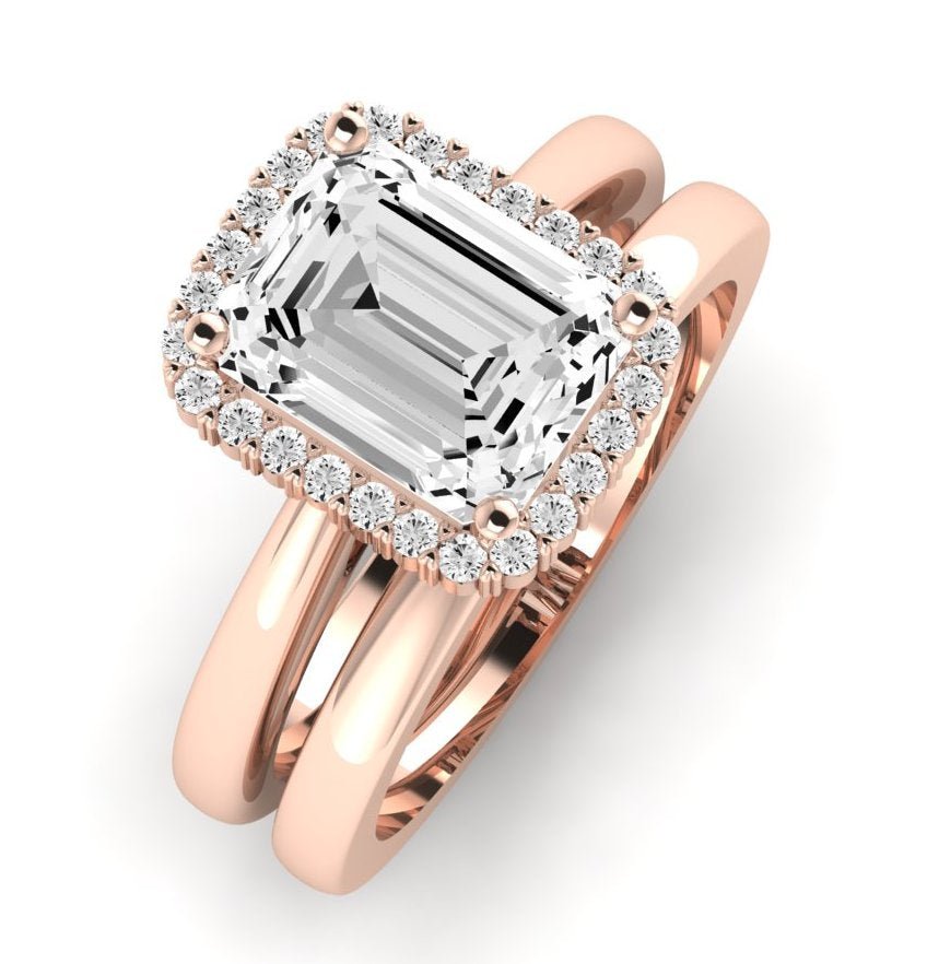 Calla Lily Moissanite Matching Band Only (does Not Include Engagement Ring) For Ring With Emerald Center rosegold