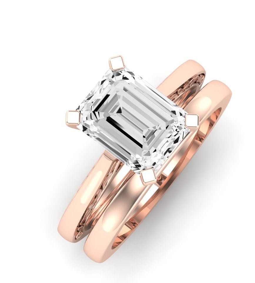 Astilbe Moissanite Matching Band Only (does Not Include Engagement Ring)  For Ring With Emerald Center rosegold