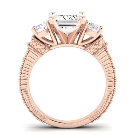 Angelonia Moissanite Matching Band Only (does Not Include Engagement Ring) For Ring With Emerald Center rosegold