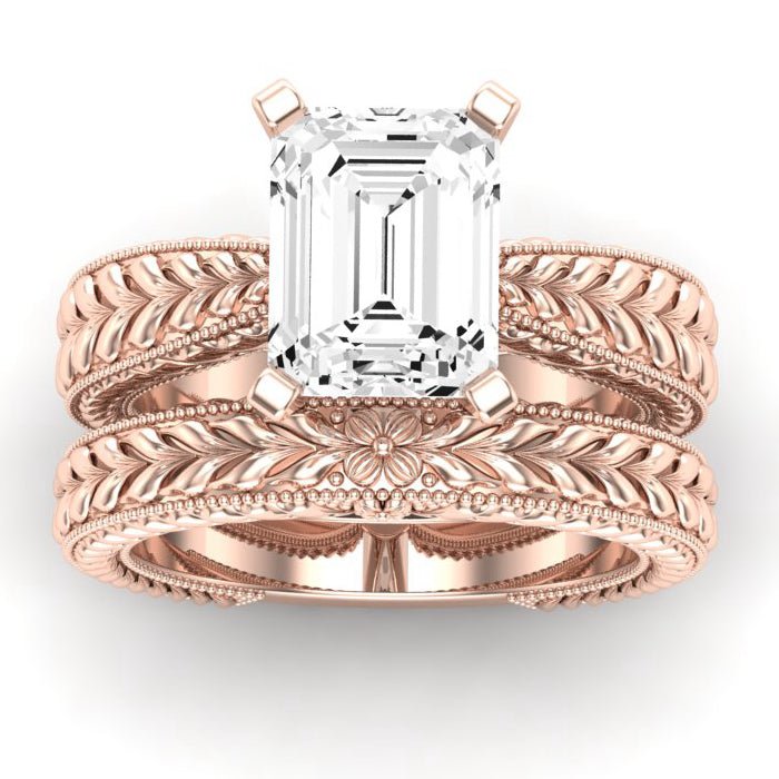 Azalea Moissanite Matching Band Only (does Not Include Engagement Ring) For Ring With Emerald Center rosegold