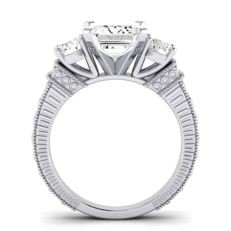 Angelonia Moissanite Matching Band Only (does Not Include Engagement Ring) For Ring With Emerald Center whitegold