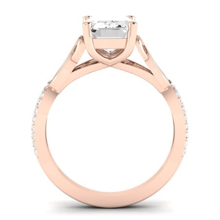 Pavonia Moissanite Matching Band Only (does Not Include Engagement Ring)  For Ring With Emerald Center rosegold