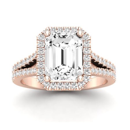 Silene Moissanite Matching Band Only ( Engagement Ring Not Included) For Ring With Emerald Center rosegold