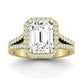 Silene Moissanite Matching Band Only ( Engagement Ring Not Included) For Ring With Emerald Center yellowgold