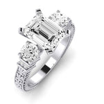 Angelonia Moissanite Matching Band Only (does Not Include Engagement Ring) For Ring With Emerald Center whitegold