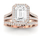 Silene Moissanite Matching Band Only ( Engagement Ring Not Included) For Ring With Emerald Center rosegold