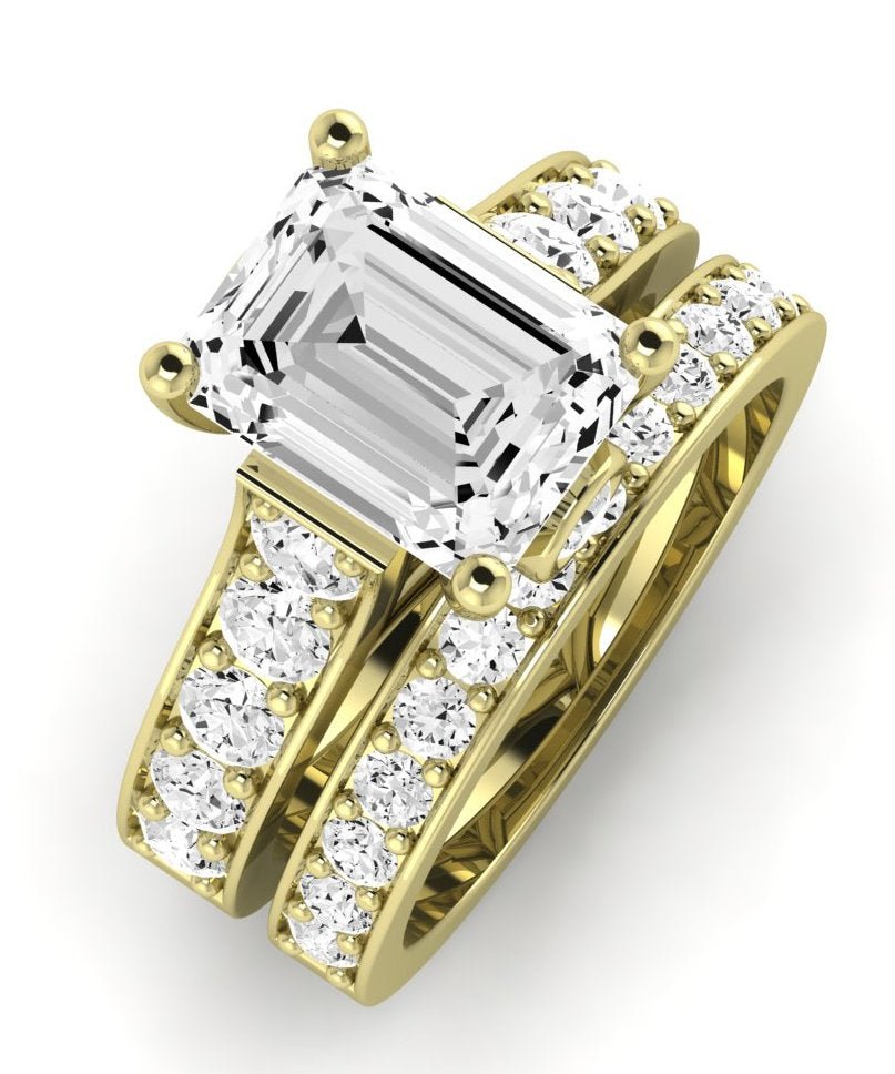 Calluna Moissanite Matching Band Only (does Not Include Engagement Ring) For Ring With Emerald Center yellowgold