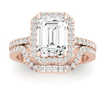 Bergenia Moissanite Matching Band Only (does Not Include Engagement Ring ) For Ring With Emerald Center rosegold