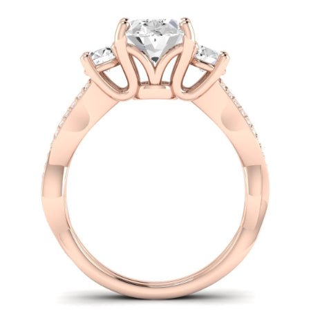 Bottlebrush Moissanite Matching Band Only (does Not Include Engagement Ring) For Ring With Oval Center rosegold