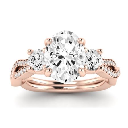 Bottlebrush Moissanite Matching Band Only (does Not Include Engagement Ring) For Ring With Oval Center rosegold