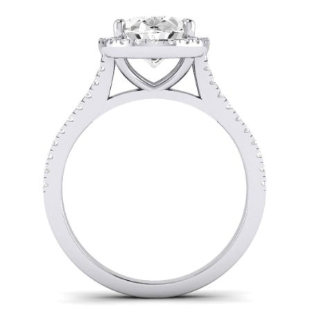 Silene Moissanite Matching Band Only ( Engagement Ring Not Included) For Ring With Oval Center whitegold