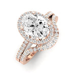 Bergenia Moissanite Matching Band Only (does Not Include Engagement Ring ) For Ring With Oval Center rosegold