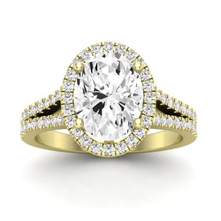 Silene Moissanite Matching Band Only ( Engagement Ring Not Included) For Ring With Oval Center yellowgold