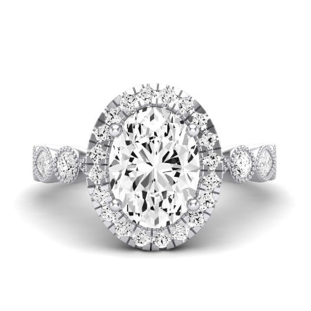 Aubretia Moissanite Matching Band Only ( Engagement Ring Not Included) For Ring With Oval Center whitegold