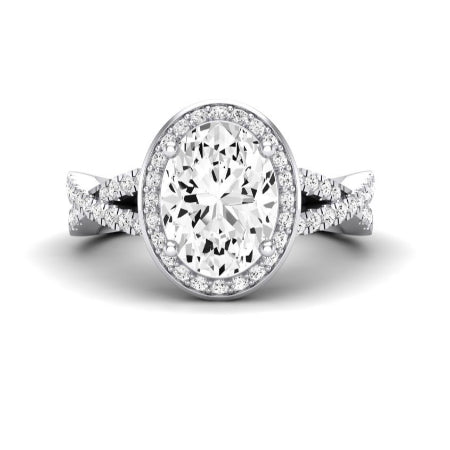 Moonflower Moissanite Matching Band Only ( Engagement Ring Not Included) For Ring With Oval Center whitegold