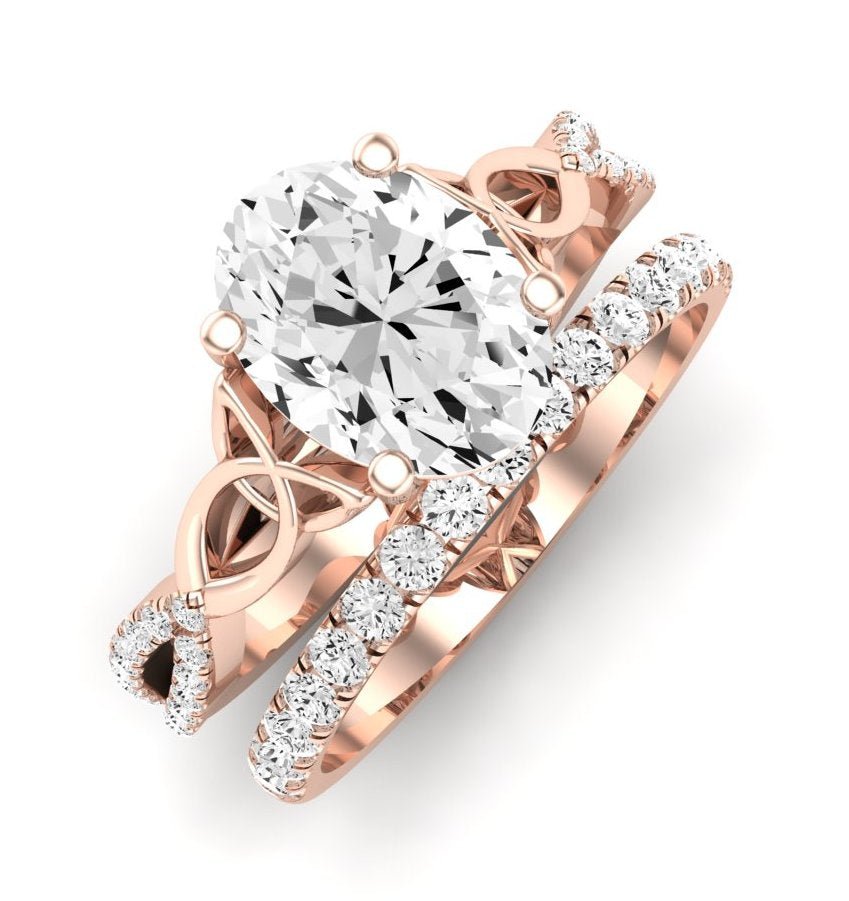 Pavonia Moissanite Matching Band Only (does Not Include Engagement Ring)  For Ring With Oval Center rosegold