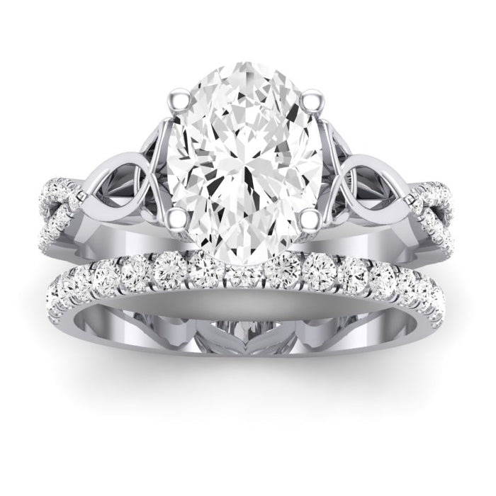 Pavonia Moissanite Matching Band Only (does Not Include Engagement Ring)  For Ring With Oval Center whitegold